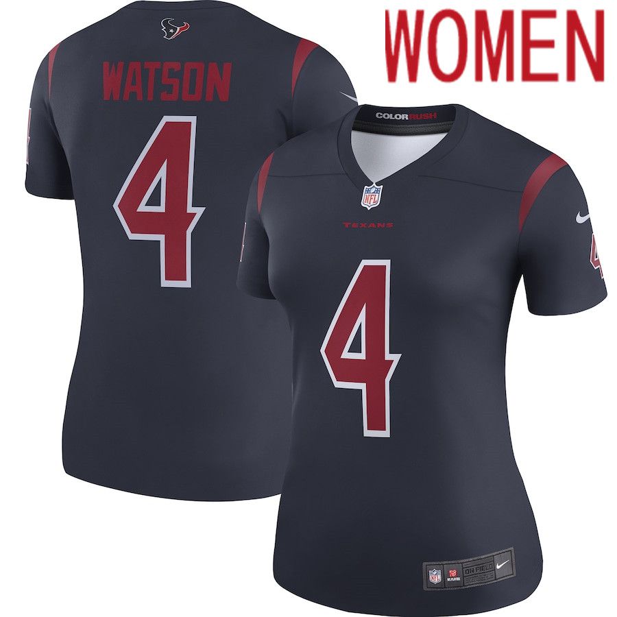 Cheap Women Houston Texans 4 Deshaun Watson Navy Nike Color Rush Legend NFL Jersey